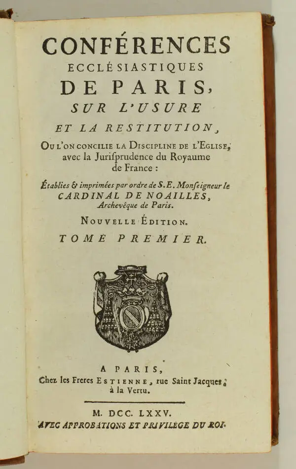 Conférences ecclésiastiques de Paris sur l usure et la restitution - 1775 - 4 v. - Photo 1, livre ancien du XVIIIe siècle