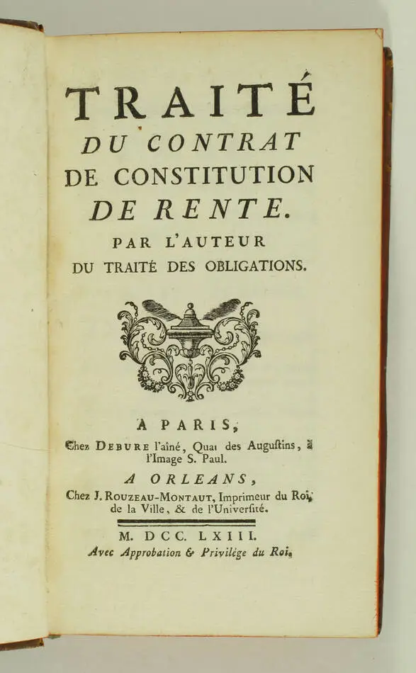 [POTHIER] Traité du contrat de rente + Traité du contrat de change - 1763 - Photo 1, livre ancien du XVIIIe siècle