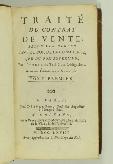 [POTHIER] Traité du contrat de vente + Traité des retraits 1768 - 3 tomes en 2v. - Photo 1, livre ancien du XVIIIe siècle