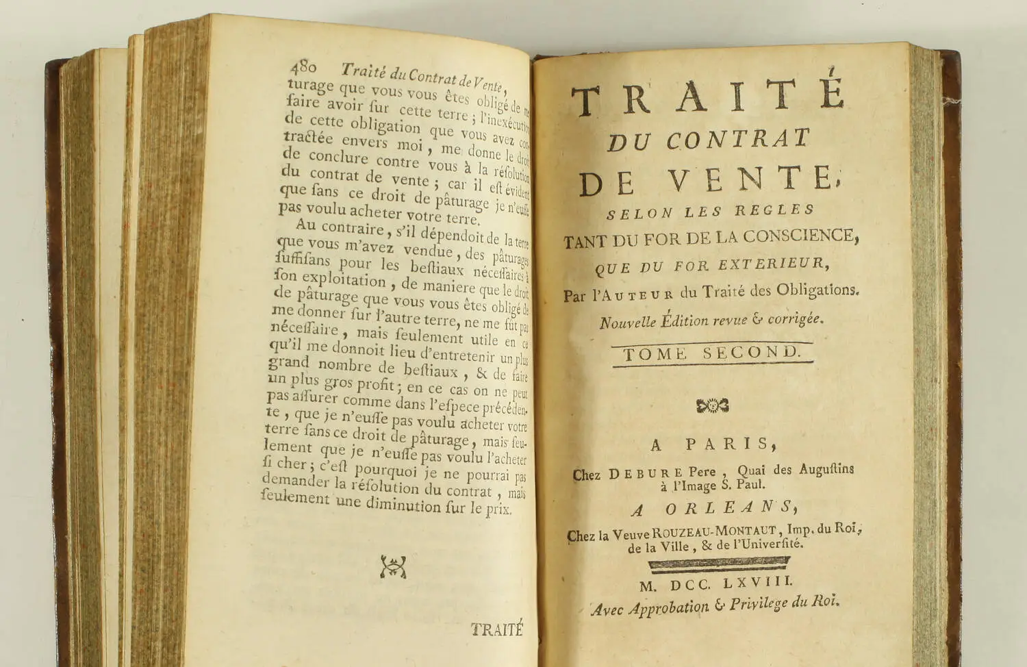 [POTHIER] Traité du contrat de vente + Traité des retraits 1768 - 3 tomes en 2v. - Photo 2, livre ancien du XVIIIe siècle
