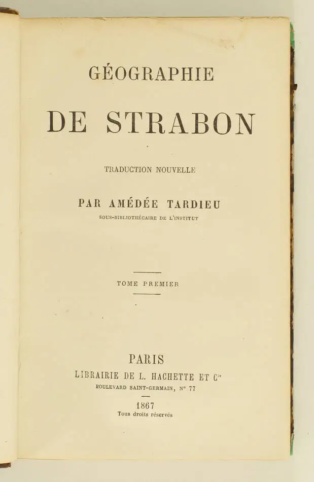 Géographie de Strabon - 1867-1890 - 4 volumes - Photo 1, livre rare du XIXe siècle
