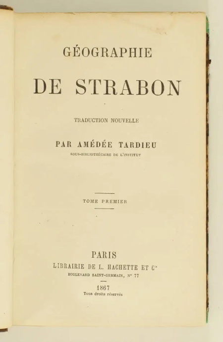 Géographie de Strabon - 1867-1890 - 4 volumes - Photo 1, livre rare du XIXe siècle