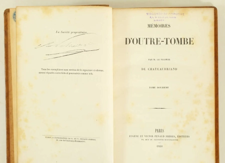 Chateaubriand - Mémoires d outre-tombe - 1849 - 12 volumes - Edition originale - Photo 7, livre rare du XIXe siècle