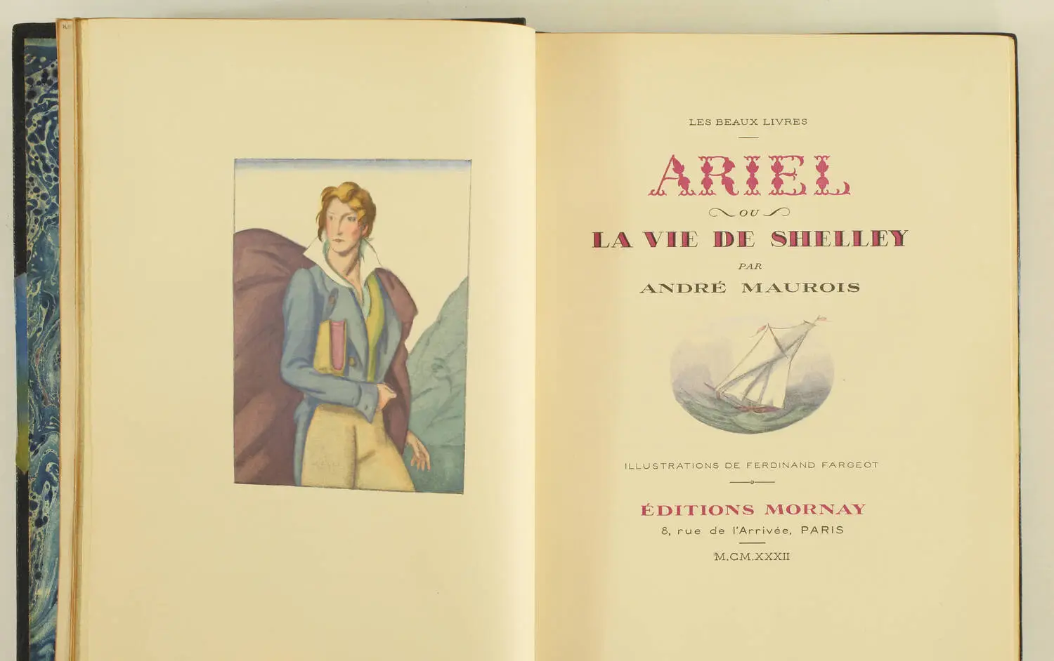 MAUROIS - Ariel ou la vie de Shelley 1932 Illustré par Fargeot - reliure signée - Photo 1, livre rare du XXe siècle
