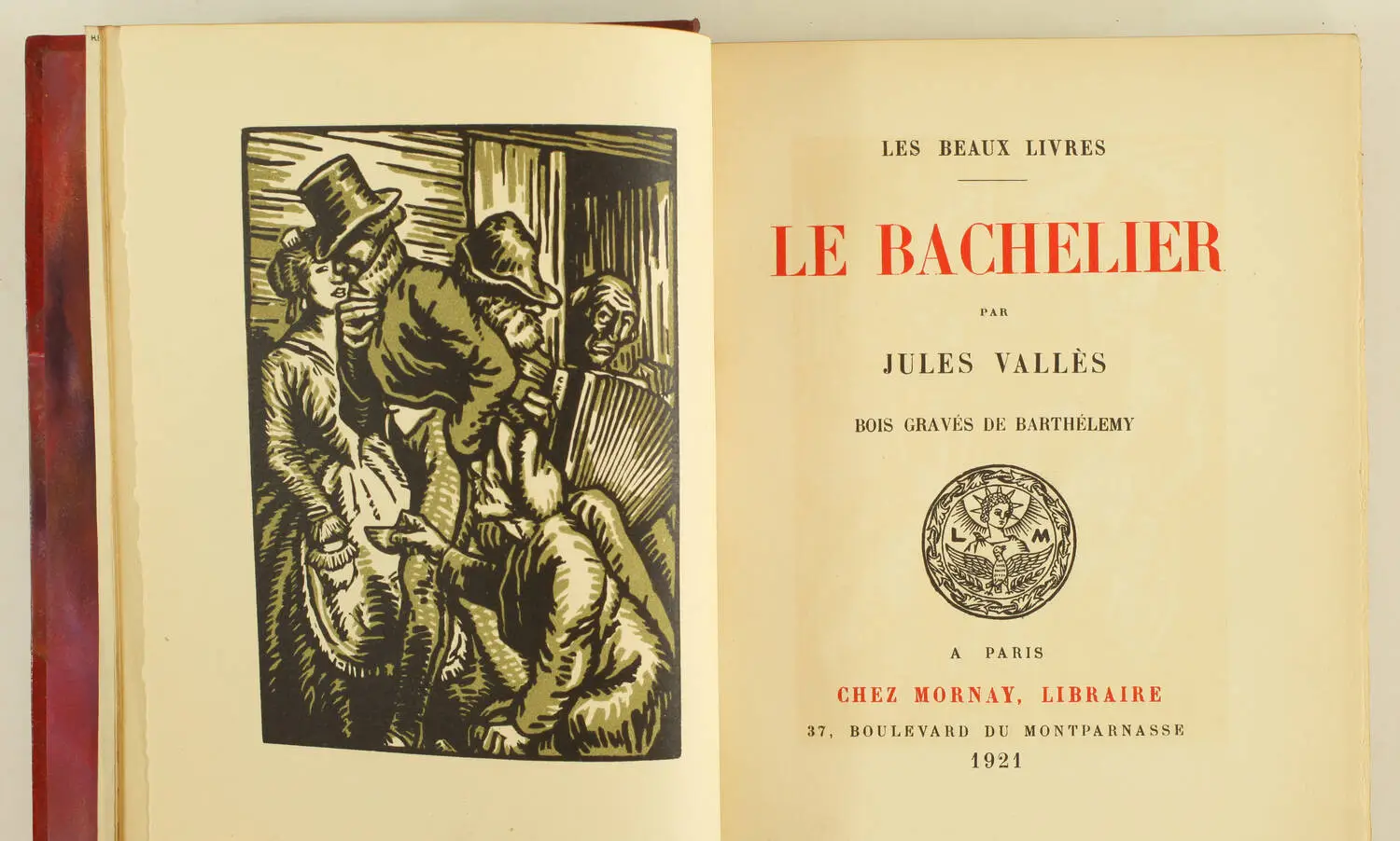 VALLES - Le bachelier - Mornay 1921 - Illustré Henri Barthélémy - reliure signée - Photo 1, livre rare du XXe siècle