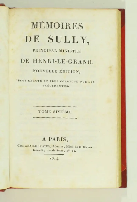 Mémoires de SULLY, principal ministre de Henri-le-Grand - 1814 - 6 volumes in-8 - Photo 3, livre ancien du XIXe siècle