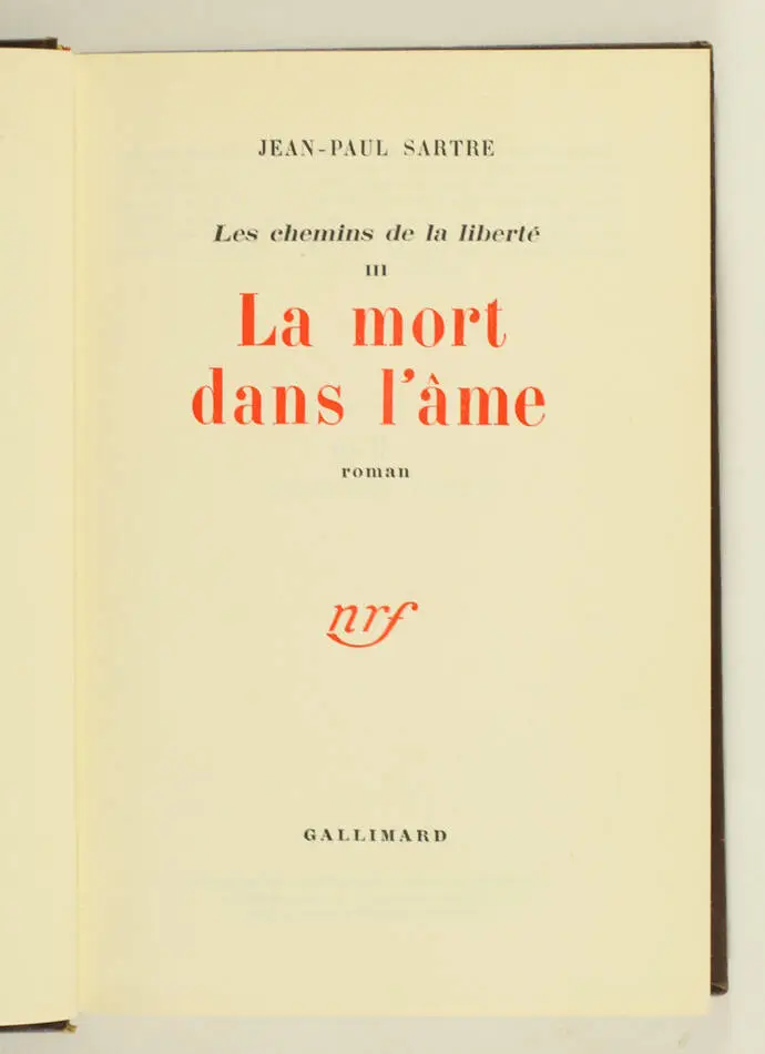 SARTRE - La mort dans l âme - 1949 - Sur Alfa - Cartonnage Prassinos - Photo 1, livre rare du XXe siècle