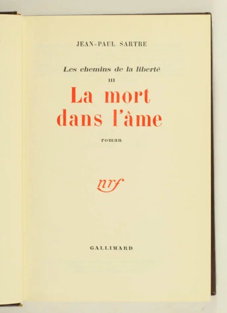 SARTRE - La mort dans l âme - 1949 - Sur Alfa - Cartonnage Prassinos - Photo 1, livre rare du XXe siècle