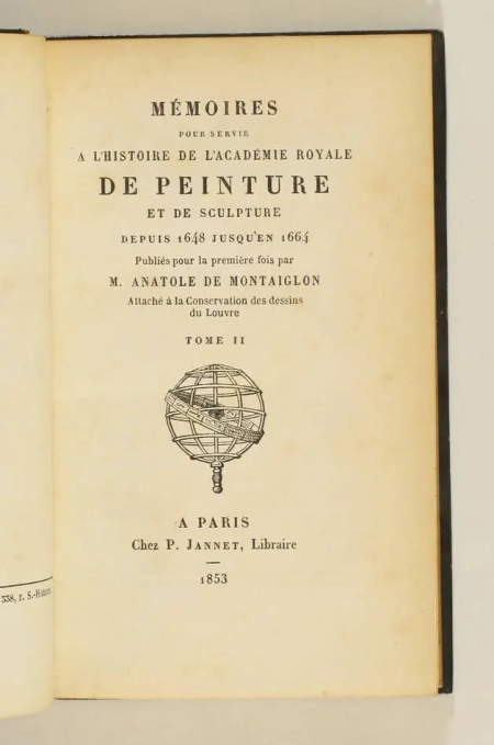 MONTAIGLON - Académie de peinture et sculpture de 1648 à 1664 - Jannet 1853 - 2v - Photo 2, livre rare du XIXe siècle