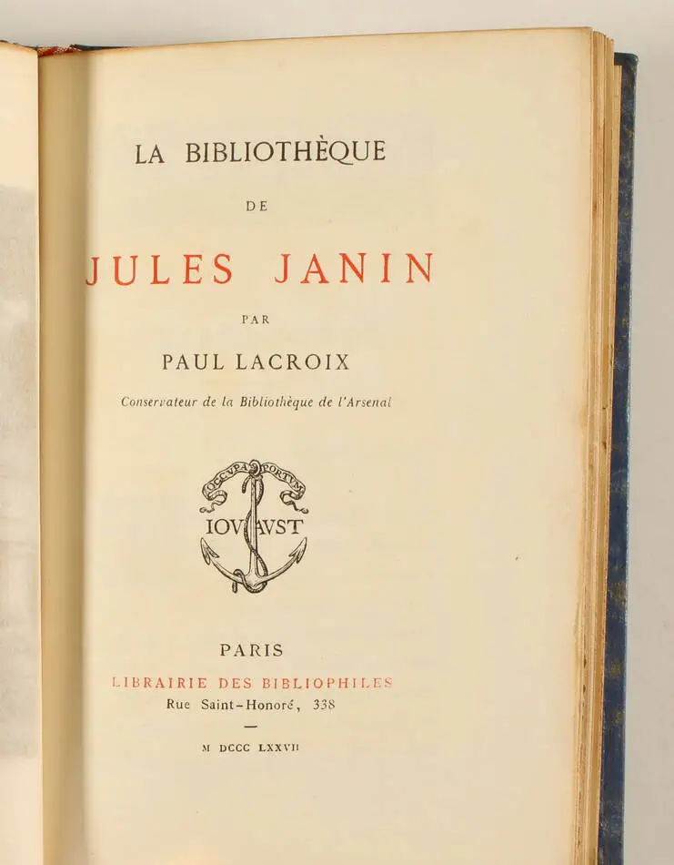 LACROIX - La bibliothèque de Jules Janin - 1877 - Relié - Photo 2, livre rare du XIXe siècle