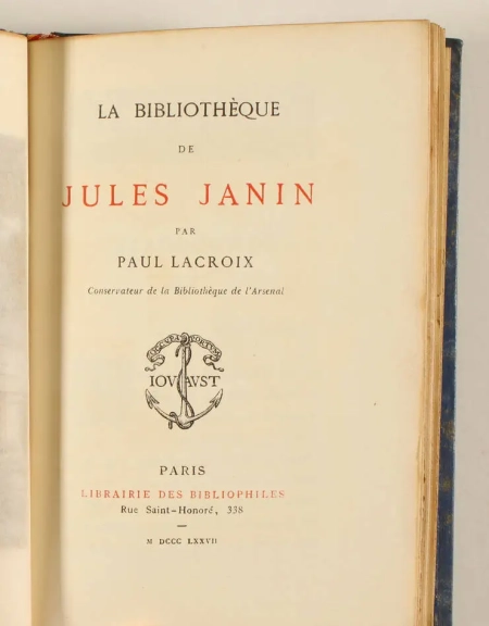LACROIX - La bibliothèque de Jules Janin - 1877 - Relié - Photo 2, livre rare du XIXe siècle