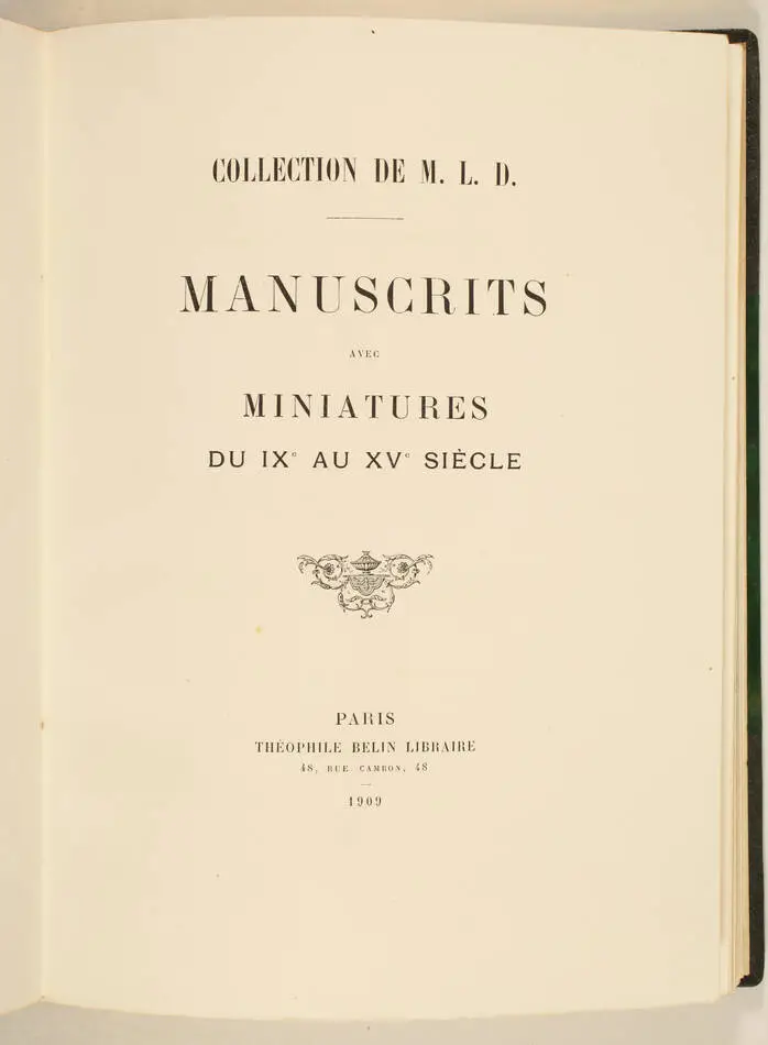 [Delamarre] - Manuscrits &agrave; miniatures du IXe-XVe - Belin 1909 - Reliure sign&eacute;e - Photo 1, livre rare du XXe si&egrave;cle