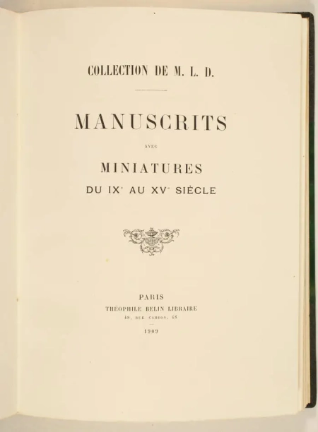 [Delamarre] - Manuscrits &agrave; miniatures du IXe-XVe - Belin 1909 - Reliure sign&eacute;e - Photo 1, livre rare du XXe si&egrave;cle