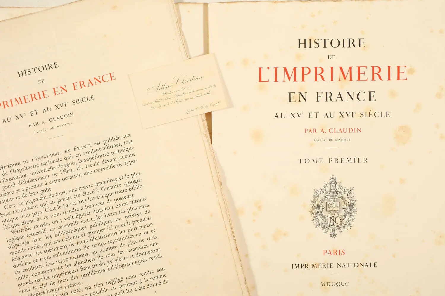 CLAUDIN - Histoire de l imprimerie en France au XVe et au XVIe siècle - 4 vols - Photo 2, livre rare du XXe siècle