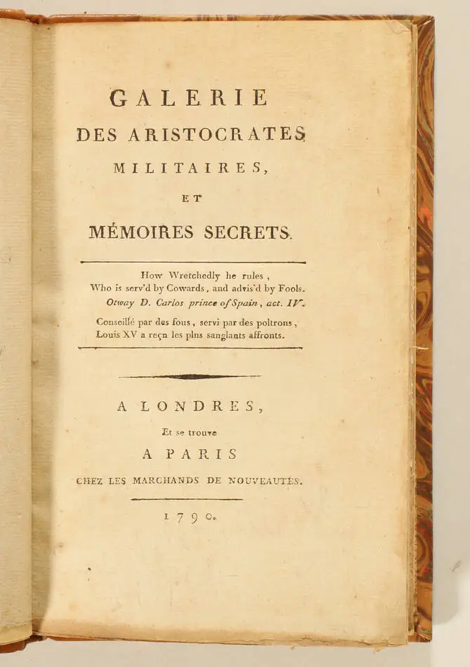 DUMOURIEZ - Galerie des aristocrates militaires, et mémoires secrets - 1790 - Photo 1, livre ancien du XVIIIe siècle