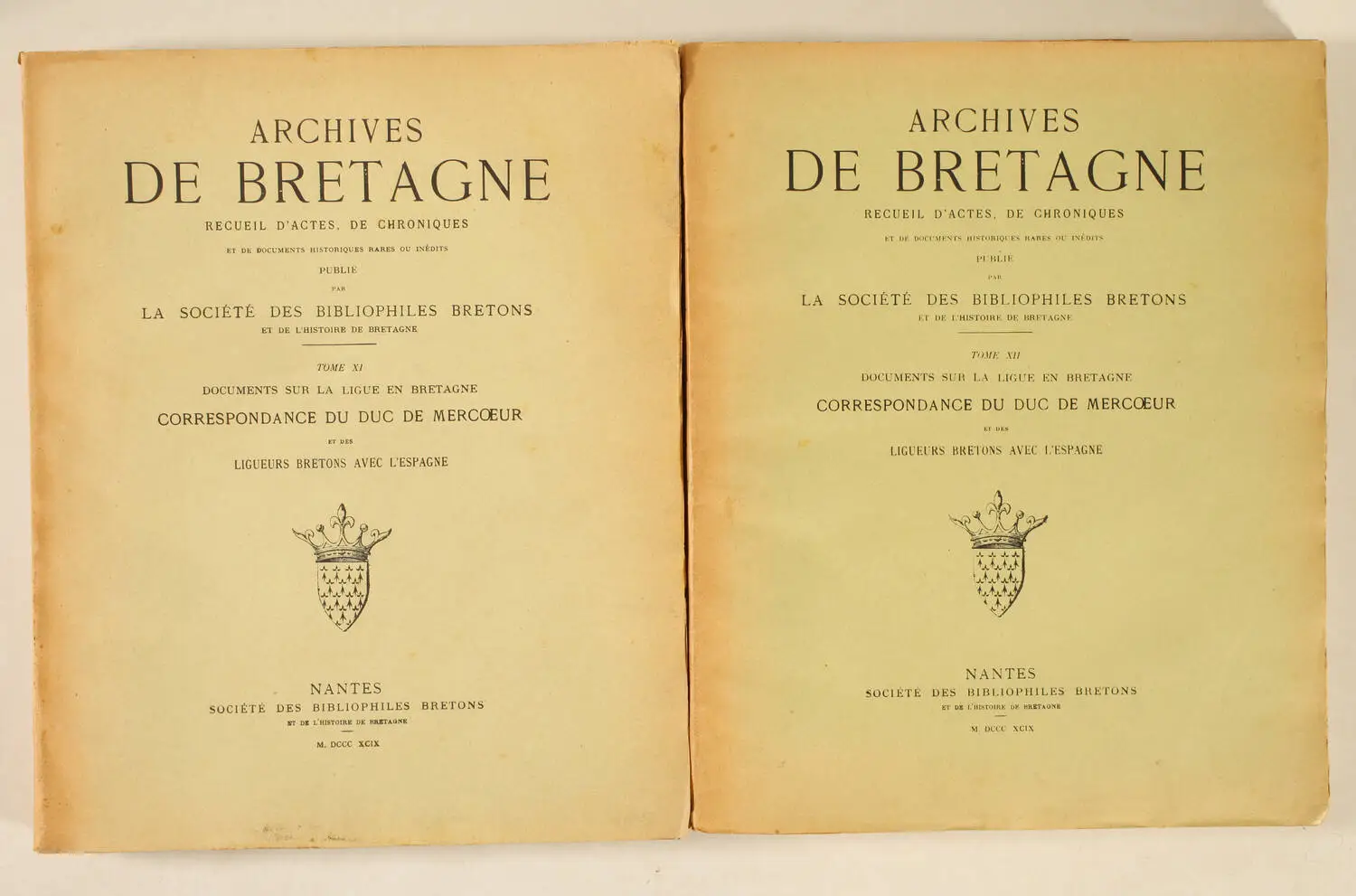 de CARNE - La ligue en Bretagne - Correspondance duc de Mercoeur 1899 - 2 tomes - Photo 0, livre rare du XIXe siècle