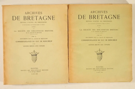 de CARNE - La ligue en Bretagne - Correspondance duc de Mercoeur 1899 - 2 tomes - Photo 0, livre rare du XIXe si&egrave;cle