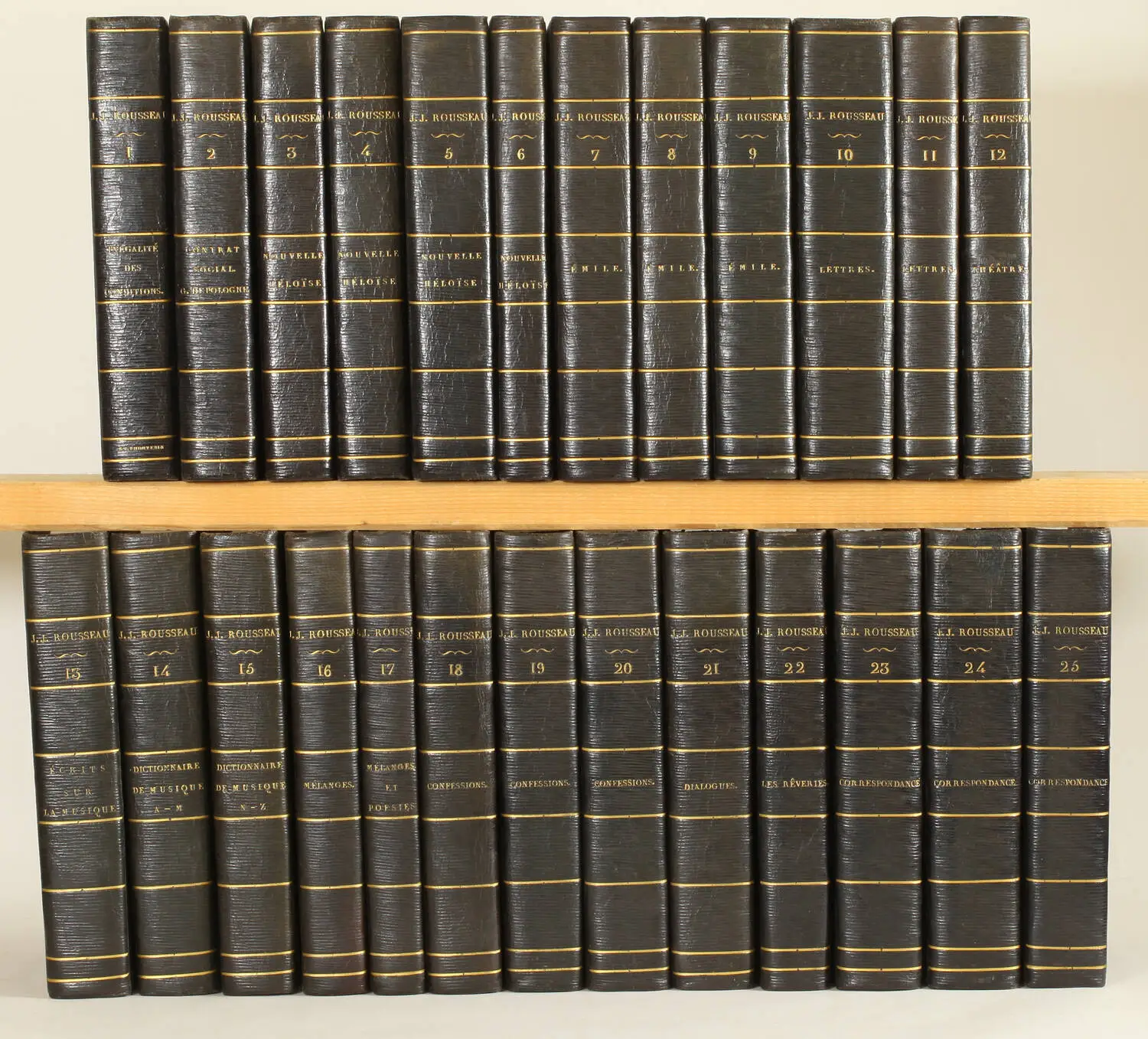 J.-J. ROUSSEAU - Oeuvres - Chez Bozerian, 1801 - 25 vol - reliure de Thouvenin - Photo 0, livre ancien du XIXe si&egrave;cle