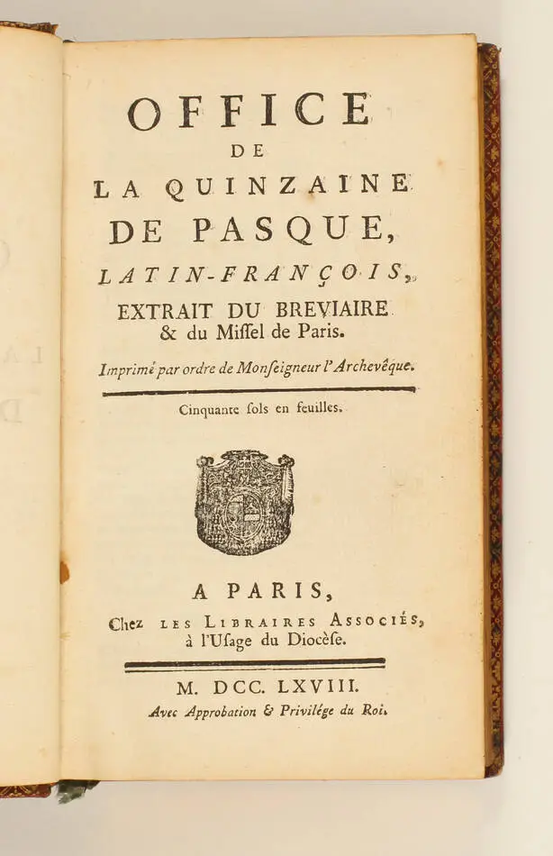 Office de la quinzaine de Pasque latin-françois - 1768 - Maroquin - Photo 2, livre ancien du XVIIIe siècle