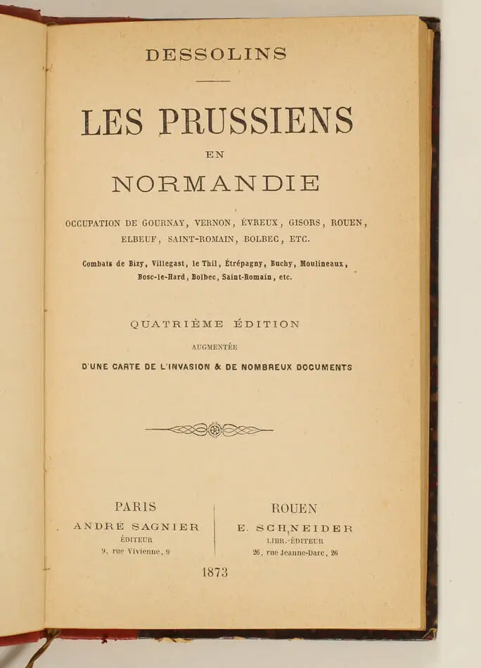 DESSOLINS - Les prussiens en Normandie - 1873 - Photo 2, livre rare du XIXe siècle