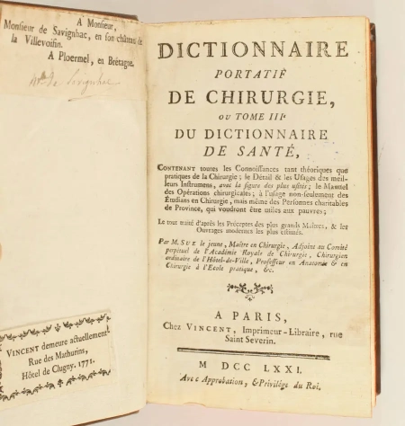 Dictionnaire portatif de sant&eacute; + chirurgie 1771-1772 + pr&eacute;ceptes - 4 volumes - Photo 2, livre ancien du XVIIIe si&egrave;cle