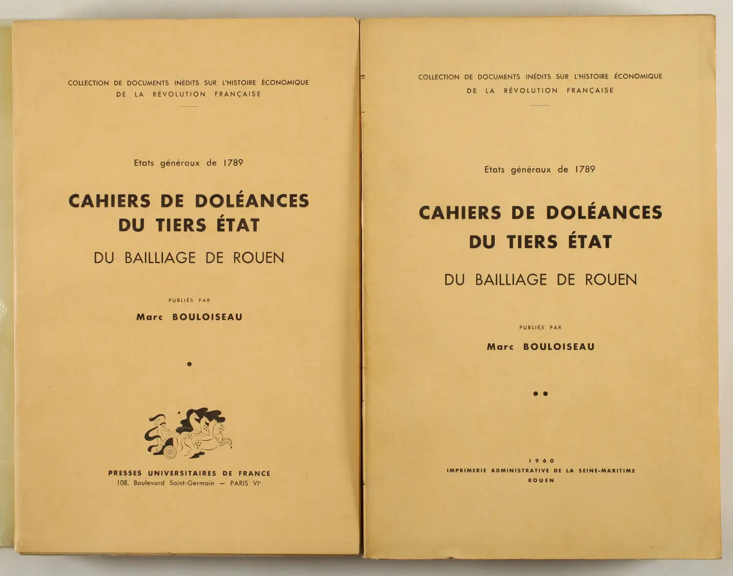 [Normandie] 1789. Cahiers de dol&eacute;ances tiers-&eacute;tat de Rouen - 2v - 1957-1960 - Photo 0, livre rare du XXe si&egrave;cle