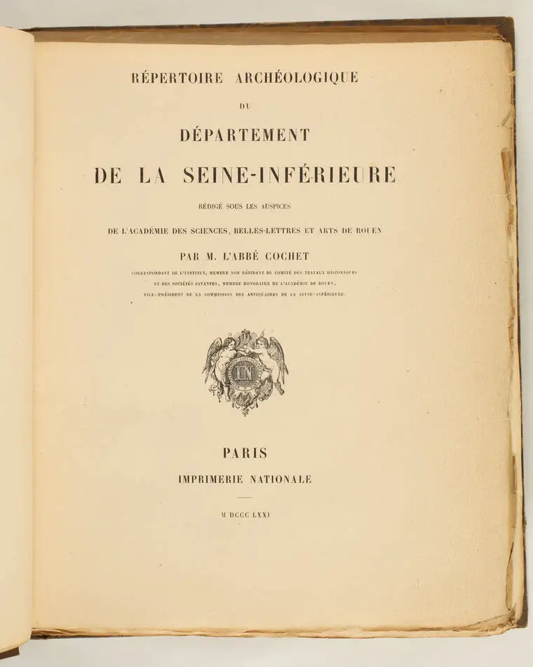 [Normandie] COCHET R&eacute;pertoire arch&eacute;ologique de la Seine-Inf&eacute;rieure - 1871 - Photo 1, livre rare du XIXe si&egrave;cle