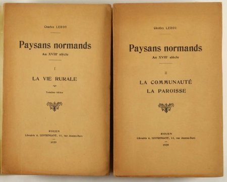 LEROY - Paysans normands au XVIIIe si&egrave;cle - 1929 - 2 volumes - Photo 1, livre rare du XXe si&egrave;cle