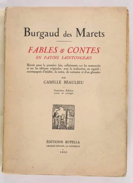 BURGAUD des MARETS - Fables et Contes en patois saintogeais - 1930 - Photo 0, livre rare du XXe si&egrave;cle