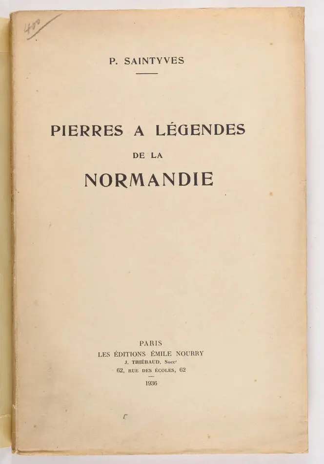 SAINTYVES - Pierres à légendes de la Normandie - 1936 - Photo 0, livre rare du XXe siècle