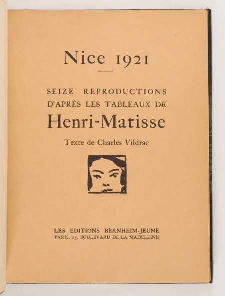 Vildrac : Henri Matisse - Seize reproductions 1921 +Seize tableaux 1922-1923 - Photo 1, livre rare du XXe si&egrave;cle