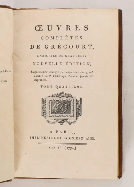 Oeuvres compl&egrave;tes de Gr&eacute;court - 4 volumes - Enrichies de gravures - Photo 5, livre ancien du XVIIIe si&egrave;cle