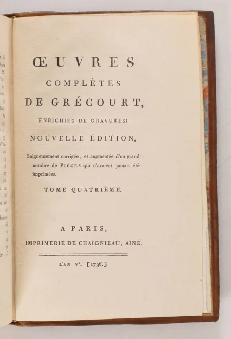 Oeuvres compl&egrave;tes de Gr&eacute;court - 4 volumes - Enrichies de gravures - Photo 6, livre ancien du XVIIIe si&egrave;cle