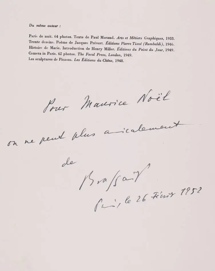 Brassaï - Editions Neuf - 1952 - Dédicacé par Brassaï - Photo 0, livre rare du XXe siècle