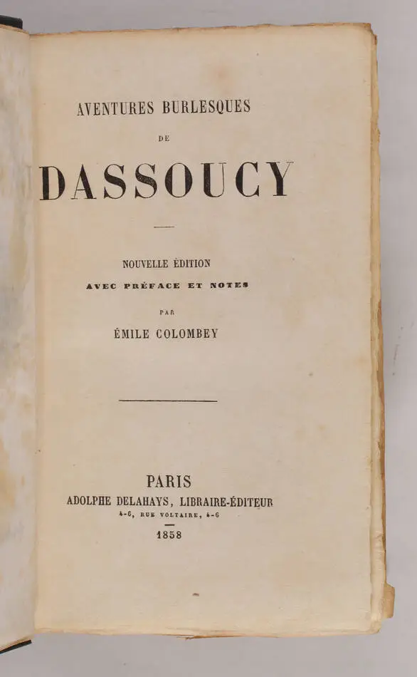 Aventures burlesques de Dassoucy - 1858 - Delahays - Cartonnage - Photo 2, livre rare du XIXe siècle