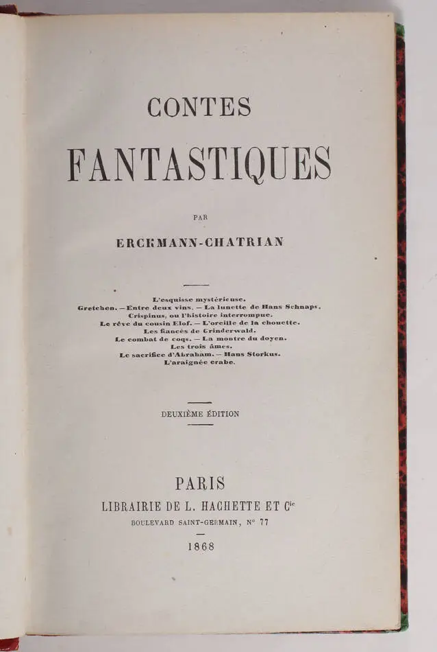ERCKMANN-CHATRIAN - Contes fantastiques - 1868 - Relié - 2e édition - Photo 1, livre rare du XIXe siècle