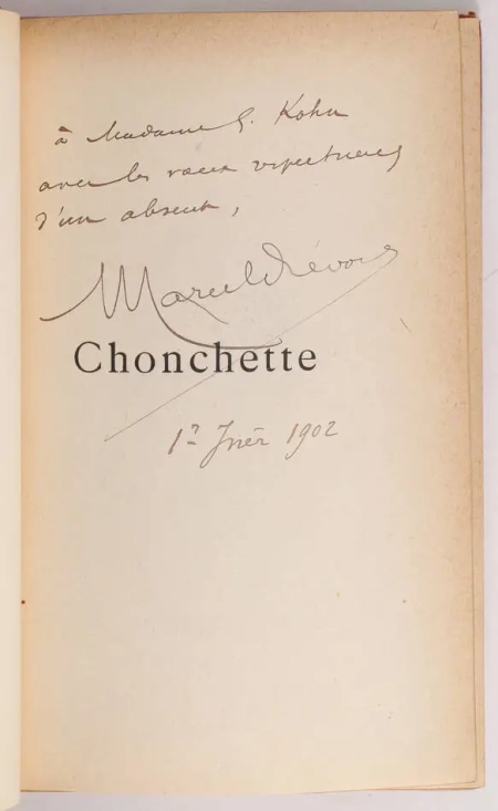 PREVOST (Marcel). Chonchette, livre rare du XXe siècle