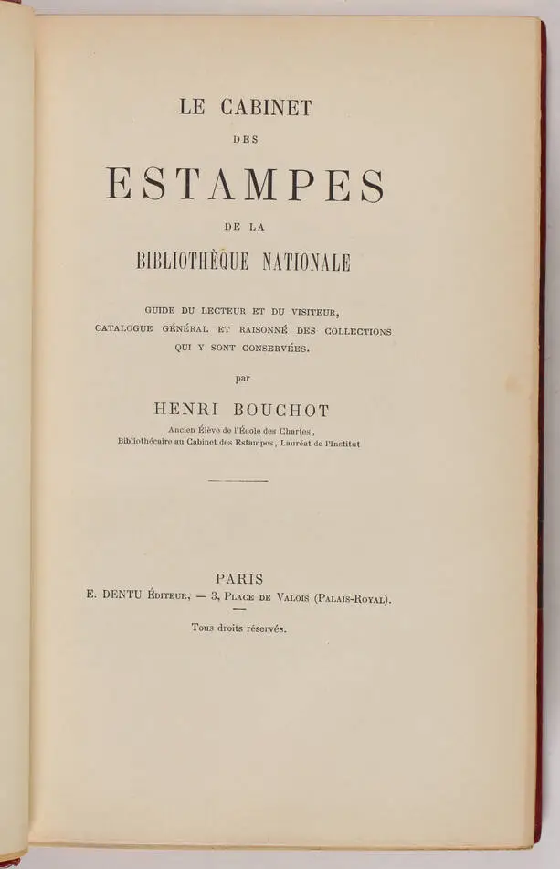 BOUCHOT - Le cabinet des estampes de la Bibliothèque nationale (1895) - Photo 1, livre rare du XIXe siècle