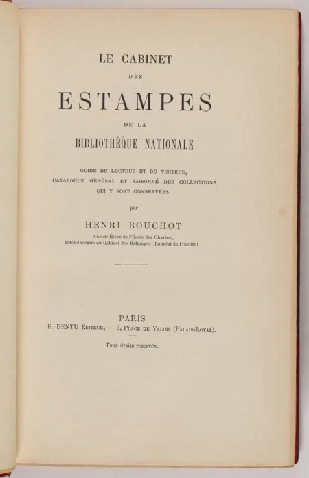 BOUCHOT - Le cabinet des estampes de la Biblioth&egrave;que nationale (1895) - Photo 1, livre rare du XIXe si&egrave;cle