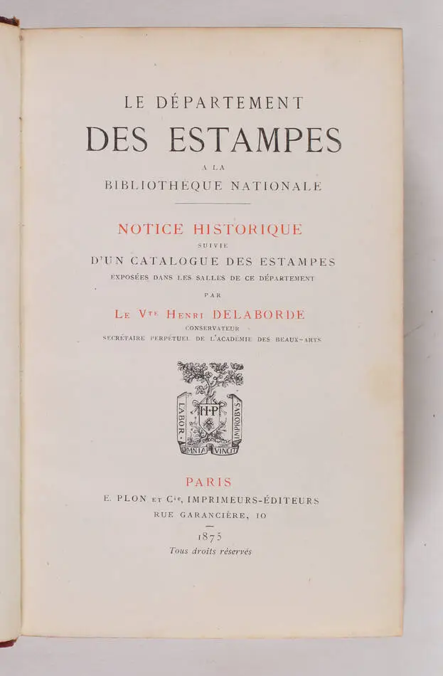 [Gravure] DELABORDE - Le d&eacute;pt. des estampes &agrave; la Biblioth&egrave;que nationale 1875 - Photo 1, livre rare du XIXe si&egrave;cle