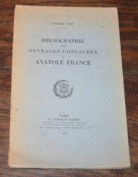 Photo livre n°1. LION Jacques. Bibliographie des ouvrages consacrés à, livre rare du XXe siècle