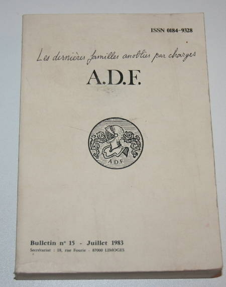 Noblesse - Juridictions et chancelleries anoblissantes - ADF 1983 - Rare - Photo 0 - livre rare