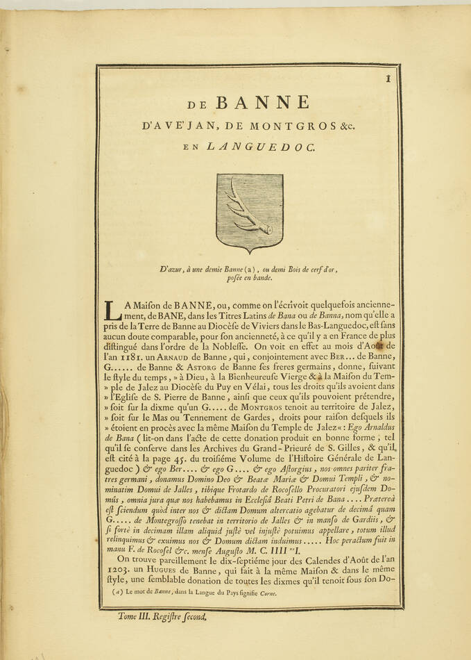 [Noblesse, Languedoc] Hozier - Généalogie de Banne d Avejan - 1741 - Photo 1, livre ancien du XVIIIe siècle