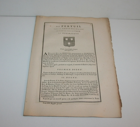 Hozier - Généalogie de Pertuis dans le Véxin - 1741 - Photo 0, livre ancien du XVIIIe siècle