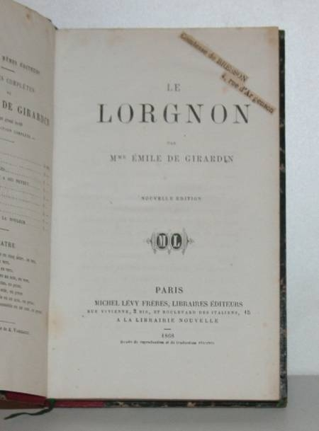Girardin - Le Lorgnon - Michel Lévy, 1868 - Relié - Photo 0, livre rare du XIXe siècle