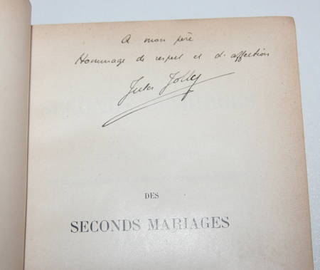 [Droit] Jolly - Les seconds mariages. Etude historique - 1896 - Relié - Envoi - Photo 0, livre rare du XIXe siècle