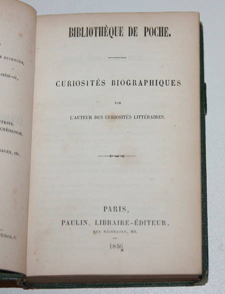 LALANNE (Ludovic) - Curiosités biographiques - 1846 - Relié - Photo 1, livre rare du XIXe siècle