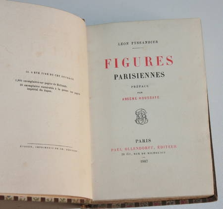 Photo livre n°1. TYSSANDIER Léon. Figures parisiennes, livre rare du XIXe siècle