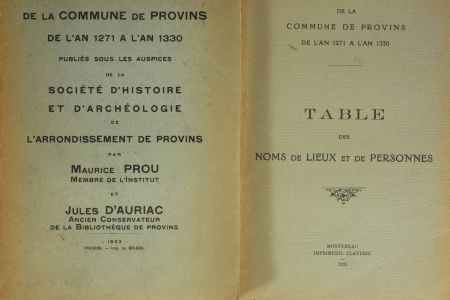 Prou - Actes et comptes de la commune de Provins de l'an 1271 à l'an 1330 - Photo 0, livre rare du XXe siècle