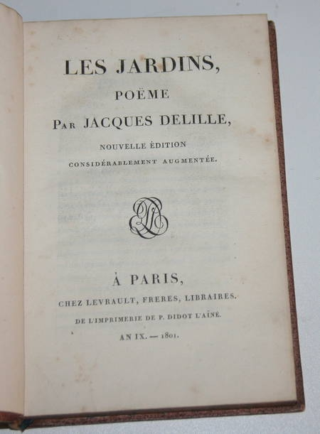 Photo livre n°2. DELILLE Jacques. Les jardins ou l'art d'embellir, 